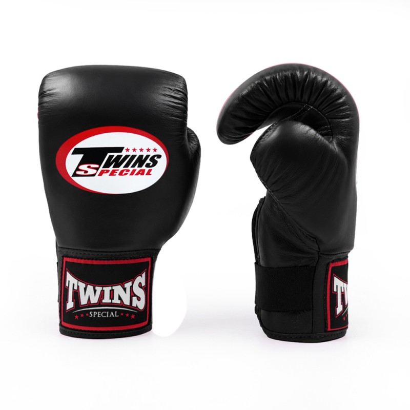 Twins Special TBGL7H Снарядные Перчатки Тайский Бокс Полуоткрытый Большой Палец Черные