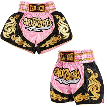 Thaiboxing Тайские Шорты Тайский Бокс Розово-Черные