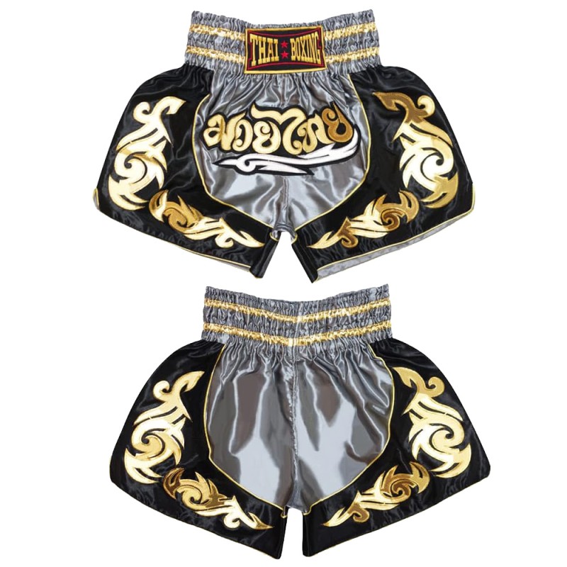 Thaiboxing Тайские Шорты Тайский Бокс Серо-Черные