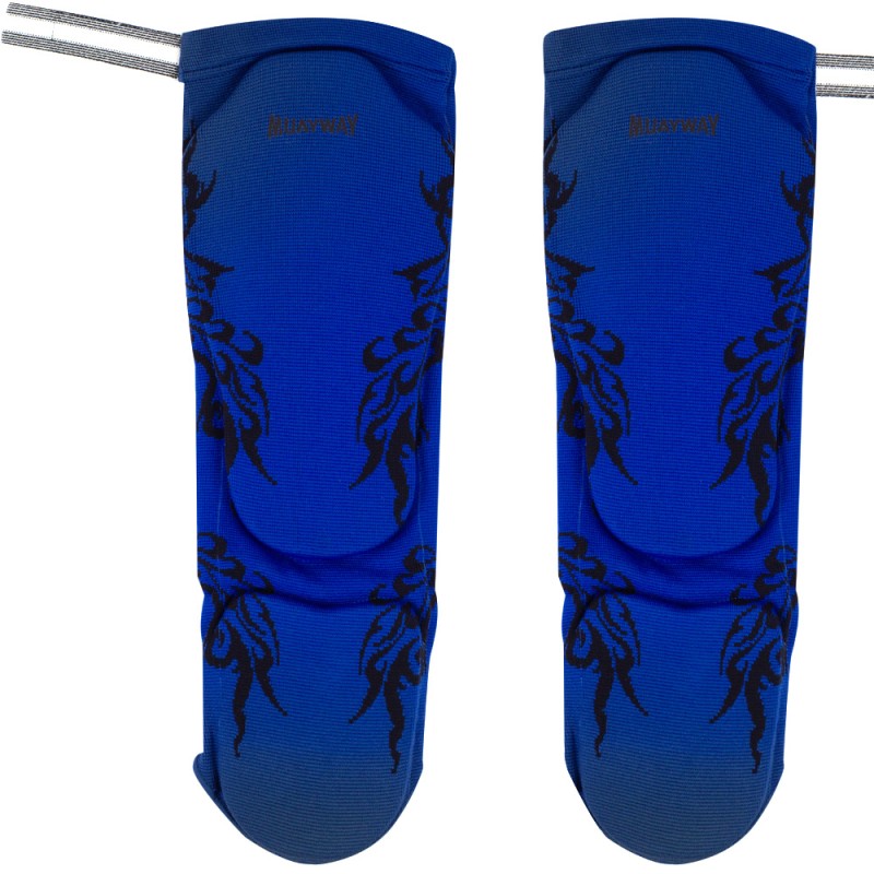 Muayway Защита Голени Эластичный Хлопок Тайский Бокс Синий с Узором