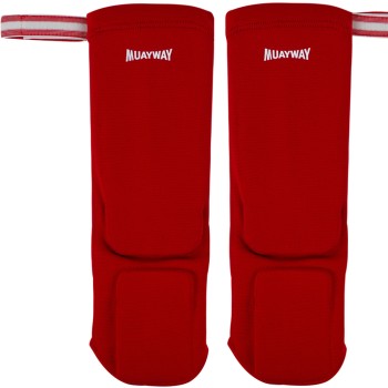 Muayway Защита Голени Эластичный Хлопок Тайский Бокс Красный