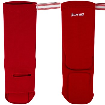 Muayway Защита Голени Эластичный Хлопок Тайский Бокс Красный