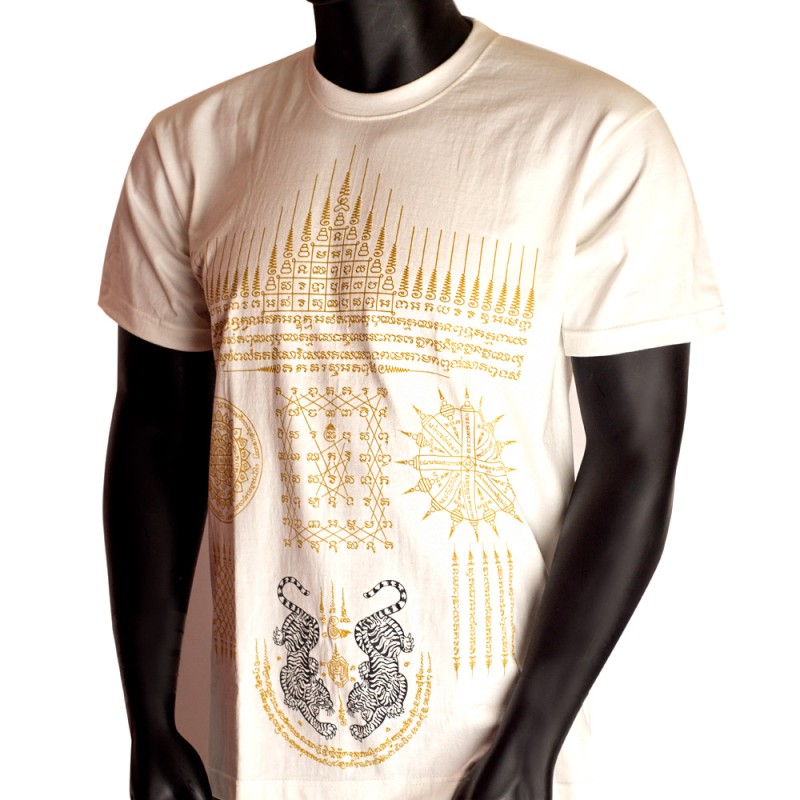 Футболка Тайская Хлопок "Sak Yant" Белая