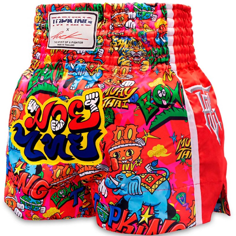 Top King х Puck Шорты TKXPTBS-01 Тайский Бокс Красный Мультиколор