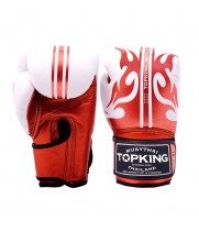 Top King "World Series" Боксерские Перчатки Тайский Бокс Красно-Белые