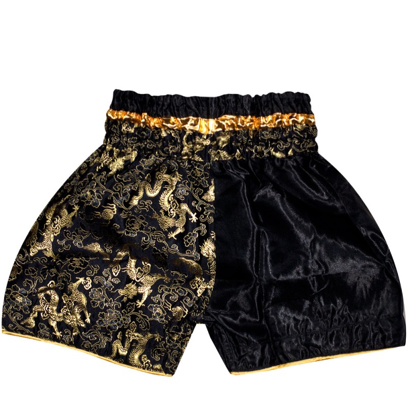Детские Шорты Тайский Бокс "Thaiboxing" Дракон Черные с Золотом