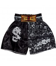 Детские Шорты Тайский Бокс "Thaiboxing" Дракон Черные с Серебром