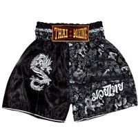 Детские Шорты Тайский Бокс "Thaiboxing" Дракон Черные с Серебром