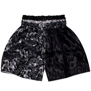 Детские Шорты Тайский Бокс "Thaiboxing" Дракон Черные с Серебром