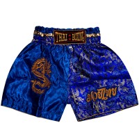 Детские Шорты Тайский Бокс "Thaiboxing" Дракон Синие с Золотом