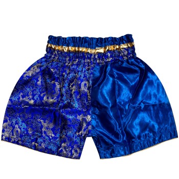Детские Шорты Тайский Бокс "Thaiboxing" Дракон Синие с Золотом