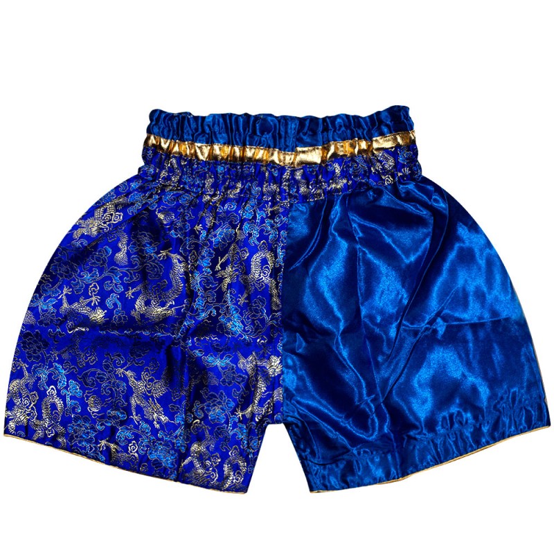 Детские Шорты Тайский Бокс "Thaiboxing" Дракон Синие с Золотом