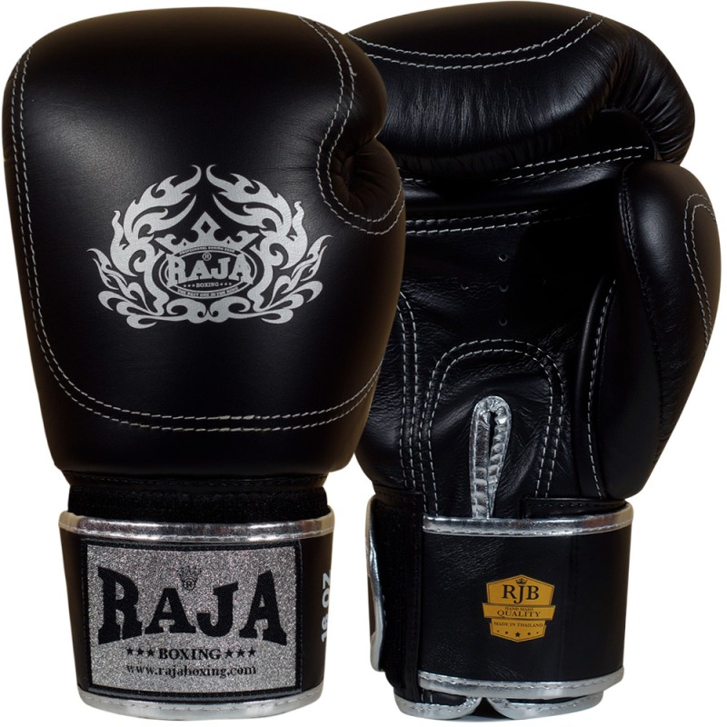 Raja Boxing Боксерские Перчатки Тайский Бокс "Double Line" Черные