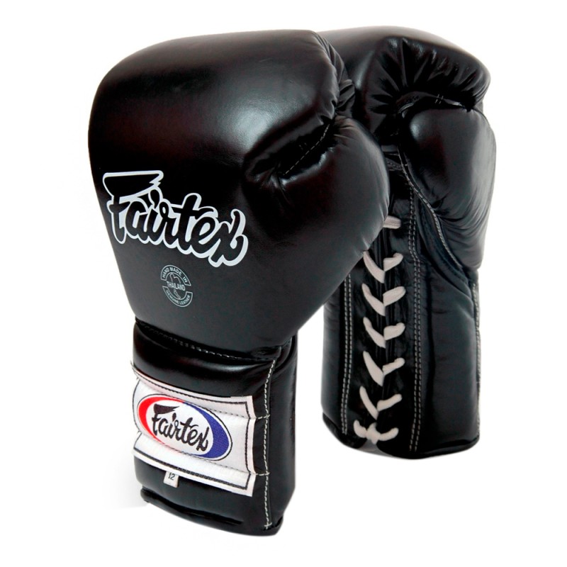 Fairtex BGL7 Pro Боксерские Перчатки Шнурки Мексиканский Стиль Черные