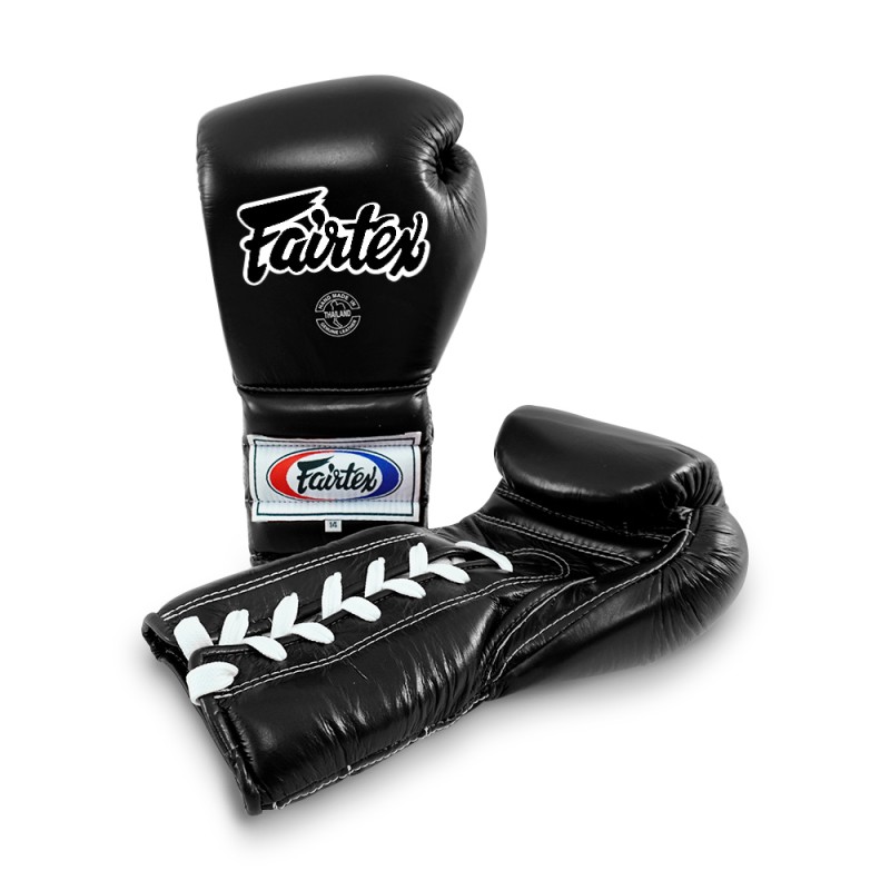 Fairtex BGL7 Pro Боксерские Перчатки Шнурки Мексиканский Стиль Черные