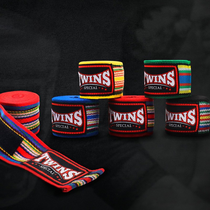 Twins Special CH2 Бинты Боксерские Тайский Бокс Хлопок Полоска Черные