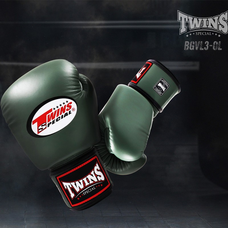 Twins Special BGVL3 Боксерские Перчатки Тайский Бокс Зеленая Олива