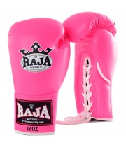 Raja Boxing "Single" Боксерские Перчатки Тайский Бокс Шнурки Розовые