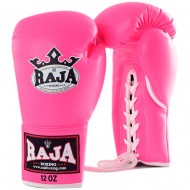 Raja Boxing "Single" Боксерские Перчатки Тайский Бокс Шнурки Розовые