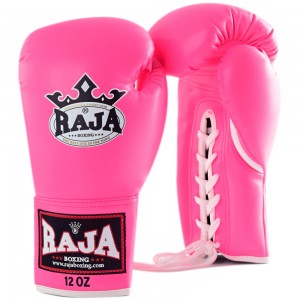 Raja Boxing "Single" Боксерские Перчатки Тайский Бокс Шнурки Розовые