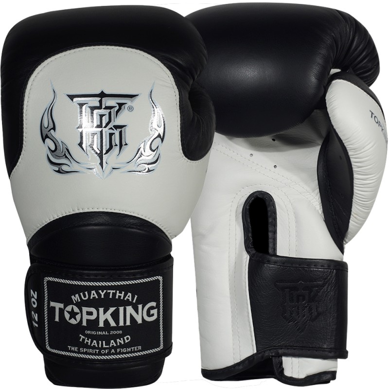 Top King "Blend-02" Боксерские Перчатки Тайский Бокс Белые с Черным