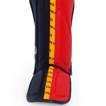 Top King "Full Impact Triple Tone" Защита Голени Тайский Бокс White-Blue-Red Black-Yellow-Red