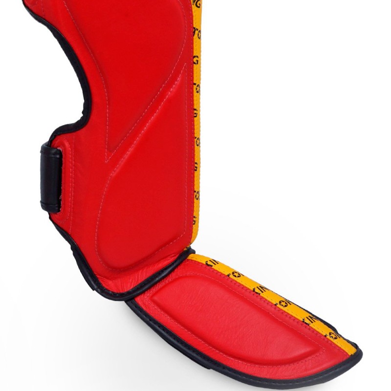 Top King "Full Impact Triple Tone" Защита Голени Тайский Бокс White-Blue-Red Black-Yellow-Red