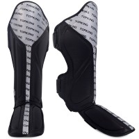 Top King "Full Impact Double Tone" Защита Голени Тайский Бокс Серебро с Черным