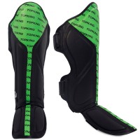 Top King "Full Impact Double Tone" Защита Голени Тайский Бокс Зелено-Черный