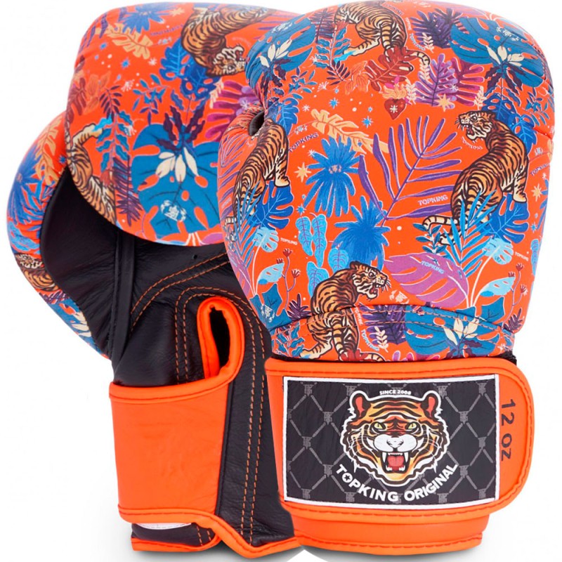 Top King "Wild Tiger" Боксерские Перчатки Тайский Бокс Orange-Black