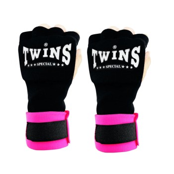 Twins Special CH7 Быстрые Бинты Боксерские Тайский Бокс Черно-Розовые