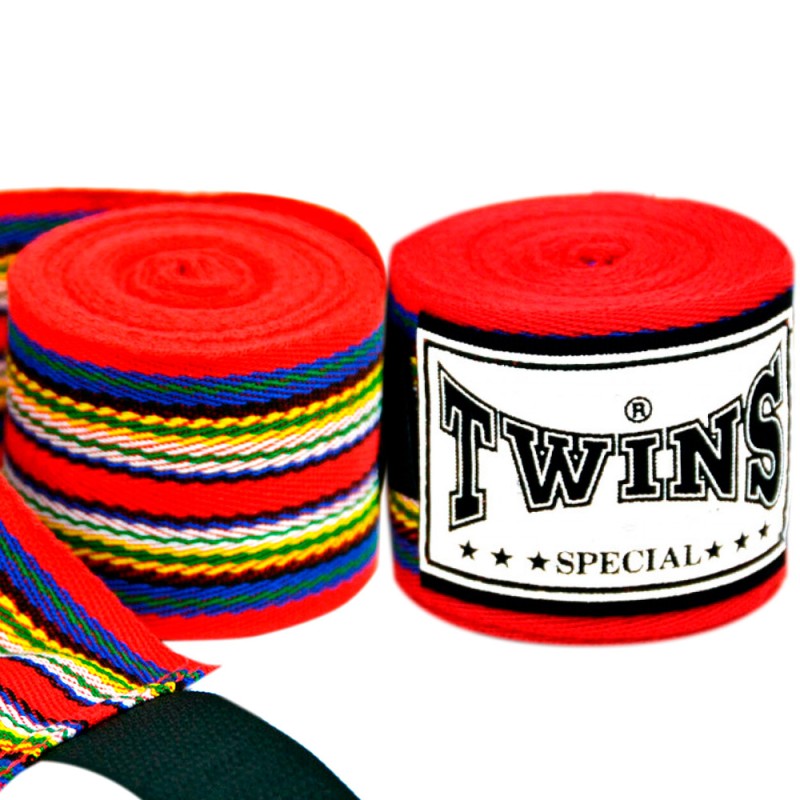 Twins Special CH2 Бинты Боксерские Тайский Бокс Хлопок Полоска Красные