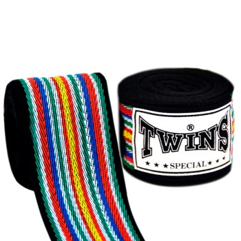 Twins Special CH2 Бинты Боксерские Тайский Бокс Хлопок Полоска Черные
