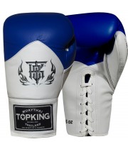 Top King "Blend" Боксерские Перчатки Тайский Бокс Шнурки Сине-Белые
