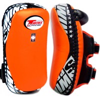 Twins Special KPL12 Тайские Пады Гнутые Липучка Тайский Бокс Оранжево-Черные