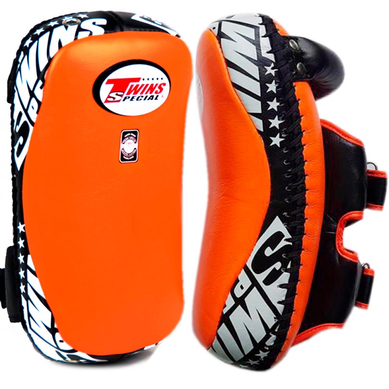 Twins Special KPL12 Тайские Пады Гнутые Липучка Тайский Бокс Оранжево-Черные
