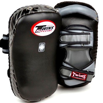 Twins Special KPL12 Тайские Пады Гнутые Липучка Тайский Бокс Черно-Серые