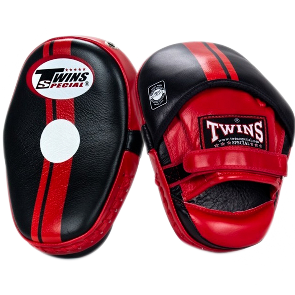 Twins Special PML14 Лапы Боксерские Тайский Бокс Гнутые "Focus Mitts In Curved Style" Черно-Красные