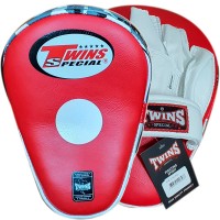 Twins Special PML10 Лапы Боксерские "Focus Mitts In Curved Style" Тайский Бокс Красно-Белые