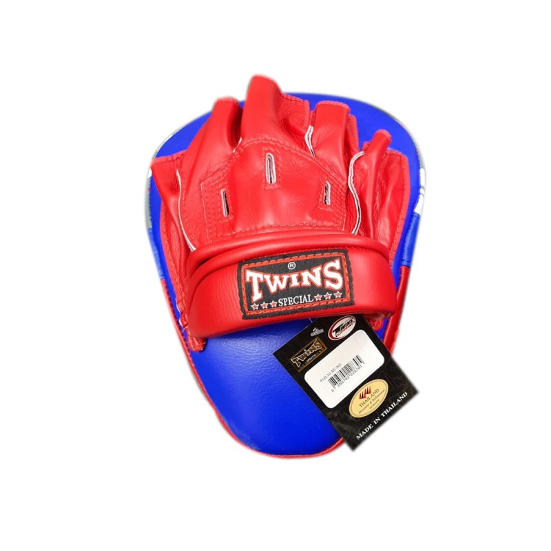 Twins Special PML10 Лапы Боксерские "Focus Mitts In Curved Style" Тайский Бокс Синие с Красным