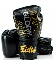 Fairtex BGVG3 "Glory" Боксерские Перчатки Тайский Бокс Липучка Черные с Золотом