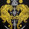 Футболка Тайская Сак Янт Тату Хлопок "2 Tigers" Черно-Золотая