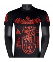 Футболка Тайская Сак Янт Тату Хлопок "Ram Muay" Резиновый Выпуклый Принт Черная 