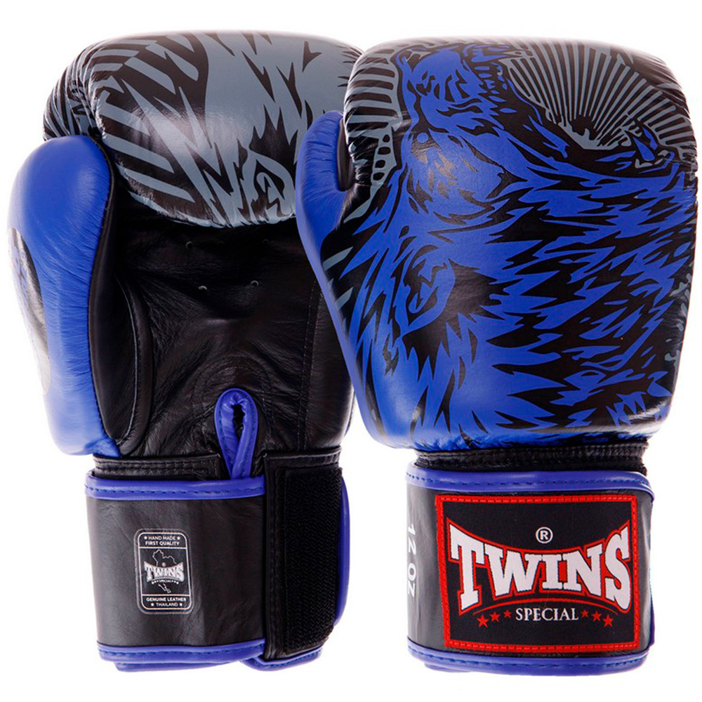Twins Special FBGVL3-50 Боксерские Перчатки Тайский Бокс "Wolf" Черно-Синие