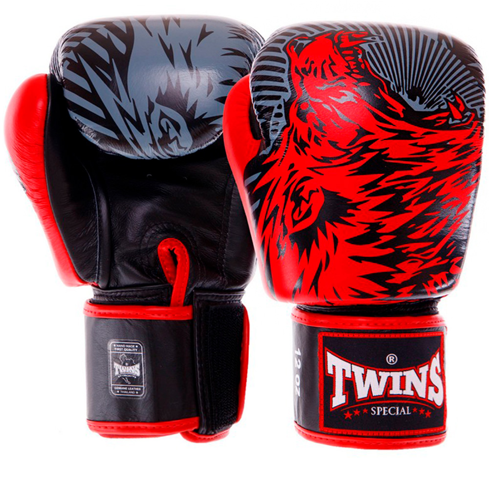 Twins Special FBGVL3-50 Боксерские Перчатки Тайский Бокс "Wolf" Красно-Черные