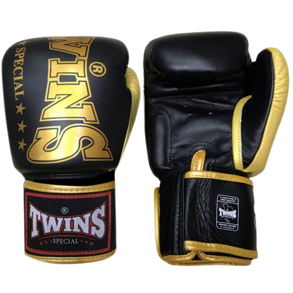 Twins BGVL3-2TA Боксерские Перчатки Тайский Бокс Черные с Золотом