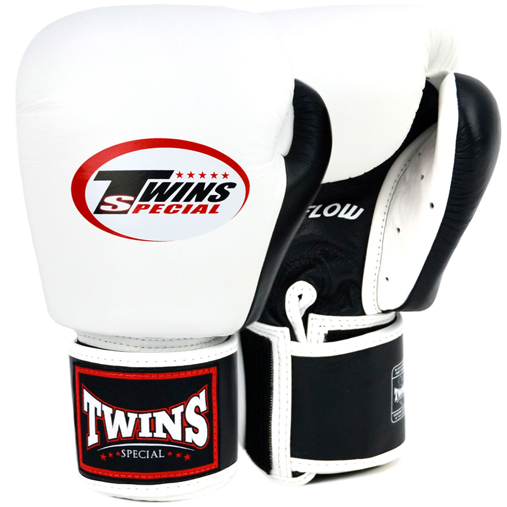 Twins Special BGVLA2-2T Боксерские Перчатки Тайский Бокс "Air Flow" с Сеткой Бело-Черные