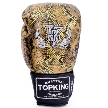 Top King "Snake" Боксерские Перчатки Тайский Бокс Золото (Черное)