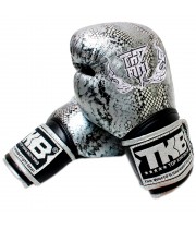 Top King "Snake" Боксерские Перчатки Тайский Бокс Серебро (Черное)
