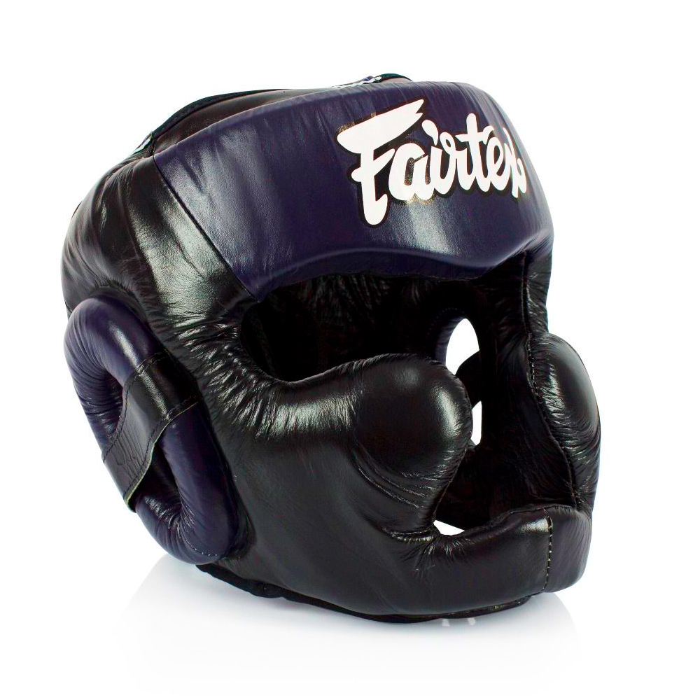 Fairtex HG13 Боксерский Шлем Тайский Бокс "Diagonal Vision Sparring" Черно-Синий